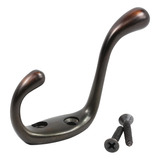 Rok Hardware Heavy Duty Dual Coat Hook, 3-1/2  , Bronce Frot