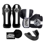 Kit Muay Thai Luva Caneleira Bandagem Bucal Brazuca Rosa