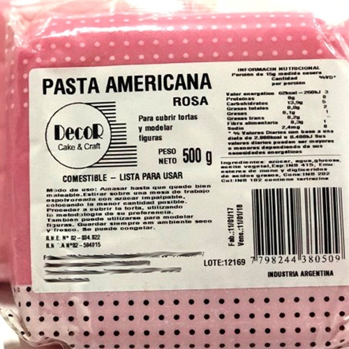 Pasta Americana Decor 500gr Cubre Tortas Y Modelar