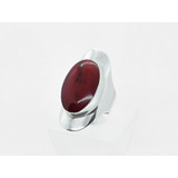 Anillo Jaspe Rojo Modelo Uña Plata Chilena 950 - Neko Rings