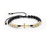 Pulsera Cruz Cristo Onix Oro Laminado 18k Iconic Store