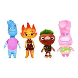 Juguete Peluche Elemental 4 Piezas, Figura Dibujos Animados