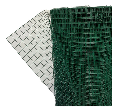 Tela Verde Metal Revestida Soldada Pvc 100 X 50cm Furo 12mm