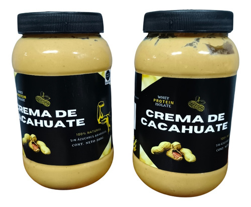 2 Pack Crema De Cacahuate Natural Whey Protein De 500g C/u