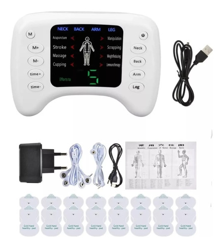 Aparelho Fisioterapia Tens Eletrochoque 16 Eletrodos