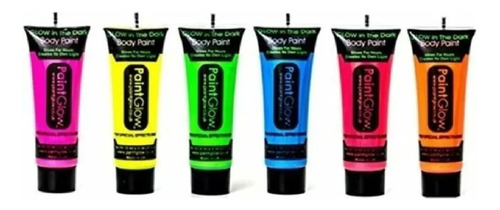 6 Tubos Pintura Fluorescente Neon Corporal Maquillaje 25 Ml