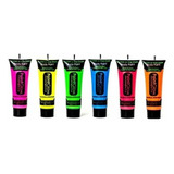 6 Tubos Pintura Fluorescente Neon Corporal Maquillaje 25 Ml