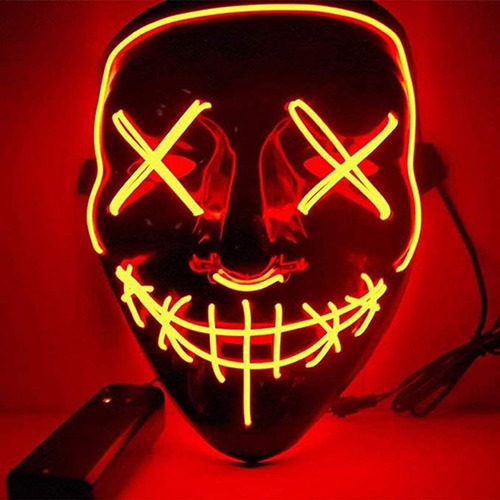 Mascara Com Led Neon Carnaval Cosplay Fantasia Adulto Terror