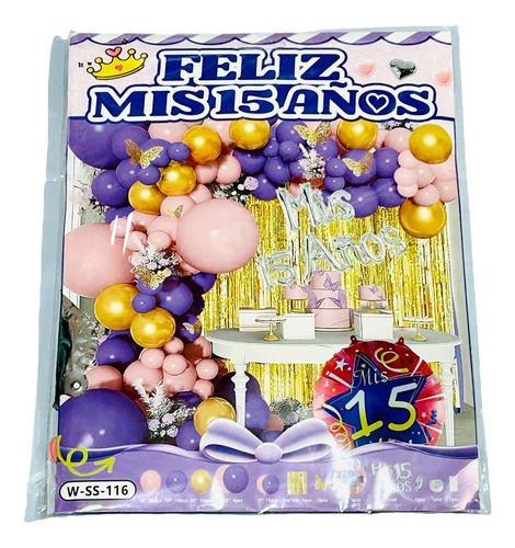 Globos Para Fiesta Kit Decoracion Happy Birthday 15 Años, 