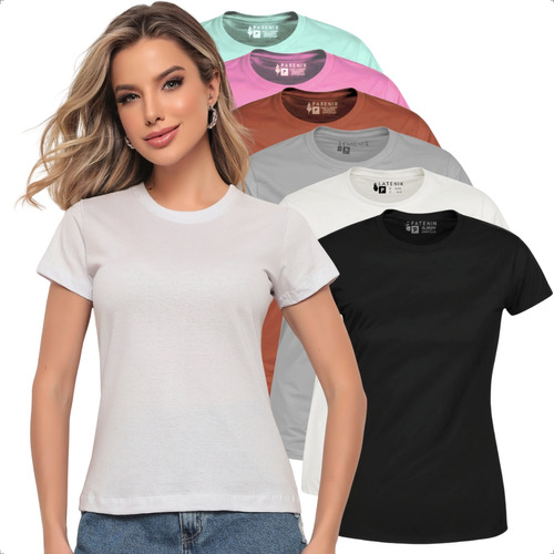 Kit 6 Camisetas Feminina Babylook Lisa Básica 100% Algodão