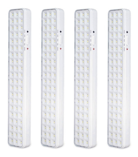 4 Luminária Emergência 60 Led 220 Lumens Aprovado Bombeiro