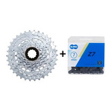 Cassete K7 Sunrace 7v 11-34 Roda Livre Bike+ Corrente Kmc 7v