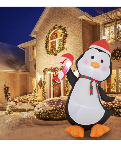 Inflable Navidad Pingüino Iluminación Decoración 1.8m Led