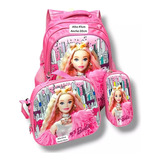 Combo Morral Maletín Infantil Escolar Niñas Lonchera Barbie