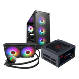 Combo Gabinete Negro Abanicos Rgb, Fuente 800w, Cooler Agua