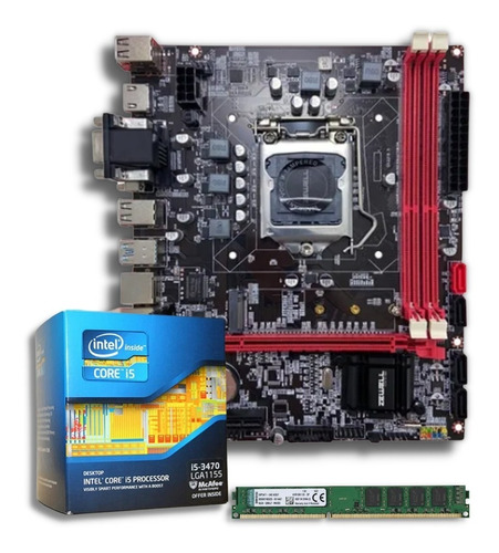 Kit Upgrade Placa Mãe + Processador I5 3.60ghz + Memória 4gb
