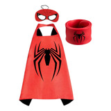 Spiderman-set Capa, Antifaz, Brazalete, Disfraz Para Ninos 