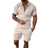 Conjunto De Camisa Polo Masculina Verão Lapela Manga Curta