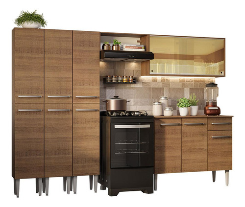 Armario De Cocina Completo 261cm Emilly Madesa 03 - Marron