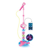 Microfone Infantil C/ Pedestal Com Som E Luz Conecta Celular