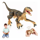 Dinosaurio Velociraptor Juguete Control Remoto Luz Y Sonido