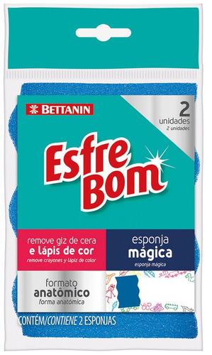 Esponja Mágica Bt457 2 Unidades Branca E Azul Esfrebom