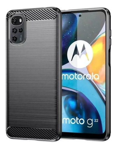  Funda Fibra De Carbono Para Motorola Moto G22 + Vidrio 9h