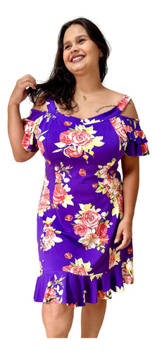 Vestido Feminino Curto Plus Size Tamanho Grande Estampado Gg