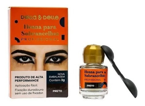 Henna P/ Sobrancelhas Della E Delle 3g - 4 Cores Disponíveis Cor Preto