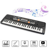 Teclado Piano 61 Teclas Con Micrófono Y Cable Usb Para Niños