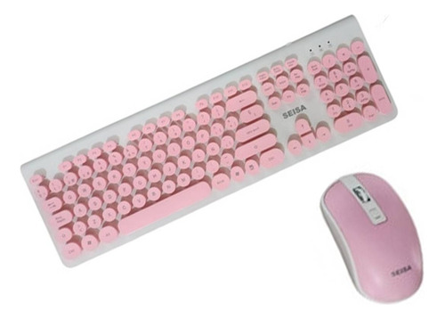 Kit Teclado Y Mouse Rosa Con Cable Usb Apto Notebook O Pc Co