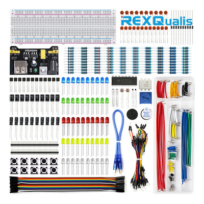 REXQualis Kit De Componente Electrónicos c\u002FModulo Fuente de Poder, Cable de Puente, 830 tie-Points Breadboard, Potenciometro de Precision,Resistor Compatible con Arduino, Raspberry Pi | MercadoLibre