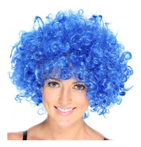 ¡   Peluca Afro De Fantasía Azul Pacífico  !!