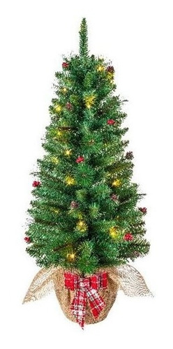 Enfeite Árvore Natal Decorada C/ Vaso Luz Led Bivolt