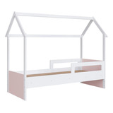 Cama Infantil Montessoriana Branco Com Rosa