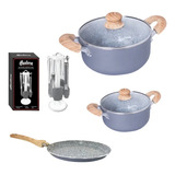 Set Olla 20/26cm Panquequer +set 5 Utensilios Hudson Granito