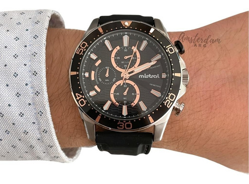 Reloj Hombre Mistral Chi-2026 Caucho Sumergible Amsterdamarg