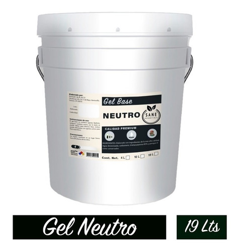 Gel Neutro Base Corporal Sin Aroma 19 Kilos Calidad Premium