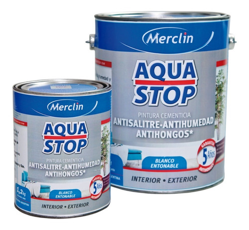 Aquastop Pintura Antihumedad Cementicia Merclin X 4 Lts.