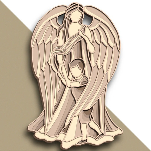 Cuadro Decorativo Angel De La Guarda Multicapa Madera 