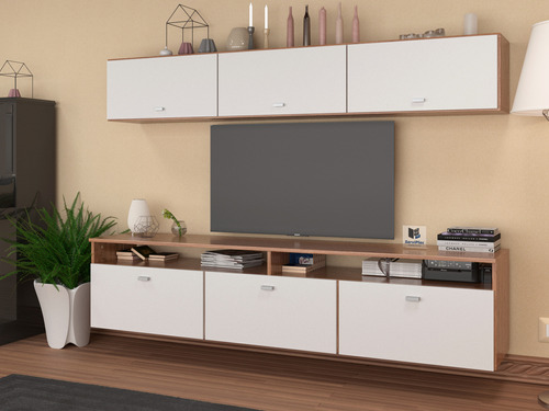 Combo Mesa Tv Rack Flotante + Repisa 1.80 Mts Living Moderno