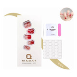 Kit 30 Uñas Postizas Coffin Press C/adhesivas Limas Palitos