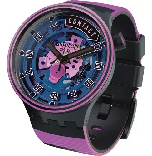 Reloj Swatch Sb01b126 Cuarzo Con Correa De Silicona Negra