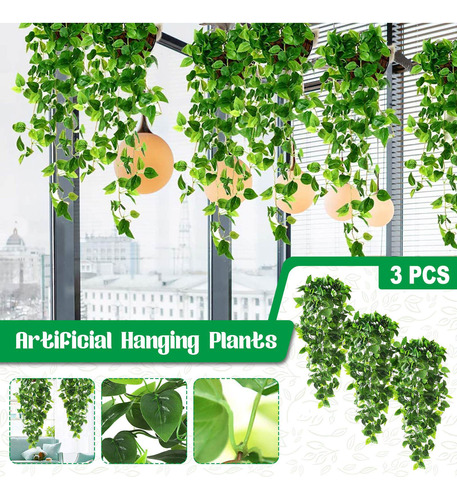 3 Plantas Colgantes Artificiales Para Pared Interior Y Exter