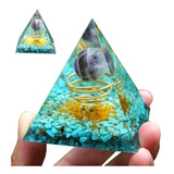 Piramide Orgonite Turquesa Azul Ametista Cristal 7 Chakras
