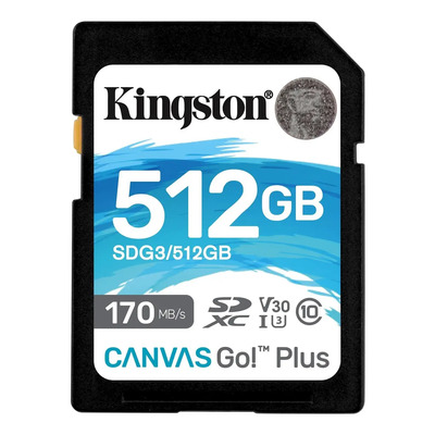 Memoria Sd Kingston Canvas Go Plus 512gb C10 U3 V30 170mb\u002Fs | Envío gratis