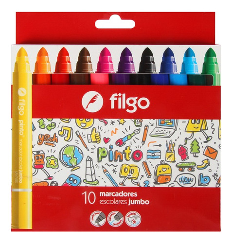 Marcador Filgo Escolar Jumbo X10 Colores Pack X3 Cajas