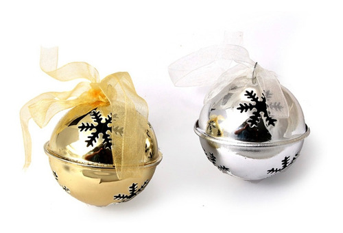 Adorno Colgante Navidad Esfera Cascabél 6cm Oro / Plata