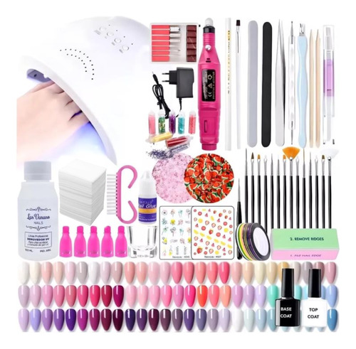 Kit Completo X60 Esmaltes Deco Uñas Nail Art Cabina Torno