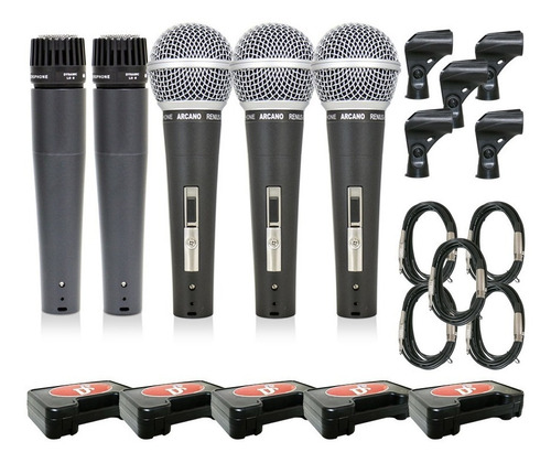 Kit Microfone Arcano 2 Renius-7 + 3 Renius-8 Cabo Xlr-p10